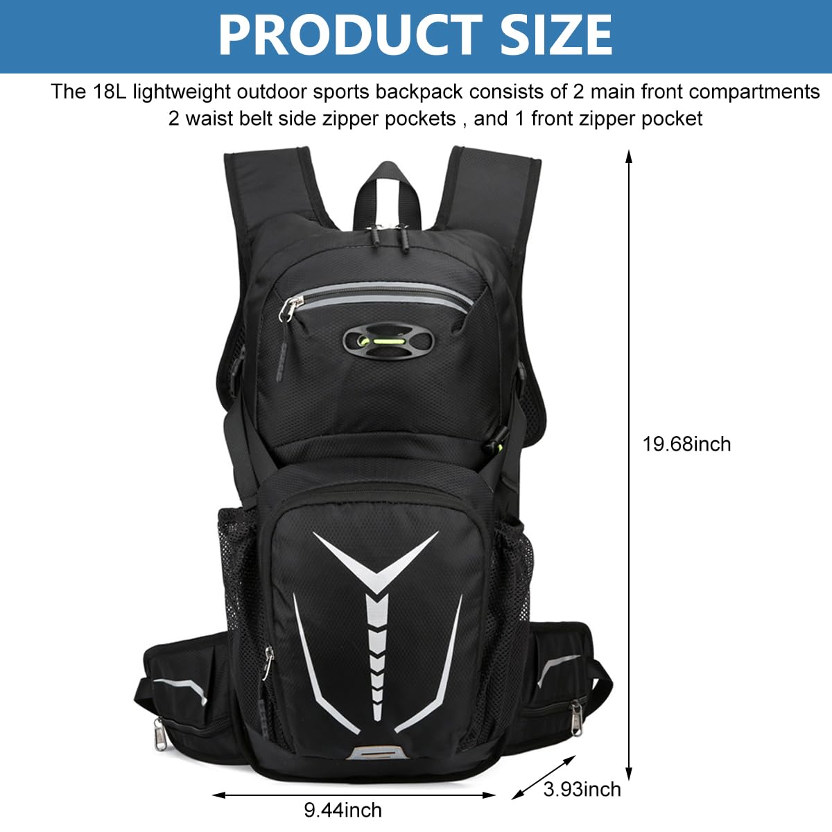 Optifit Trekking Backpack with 2L Water Bladder, Waterproof Travel Pack for Hiking Camping Running, Professional Hiking Backpack for Men Women Kids BPA Free