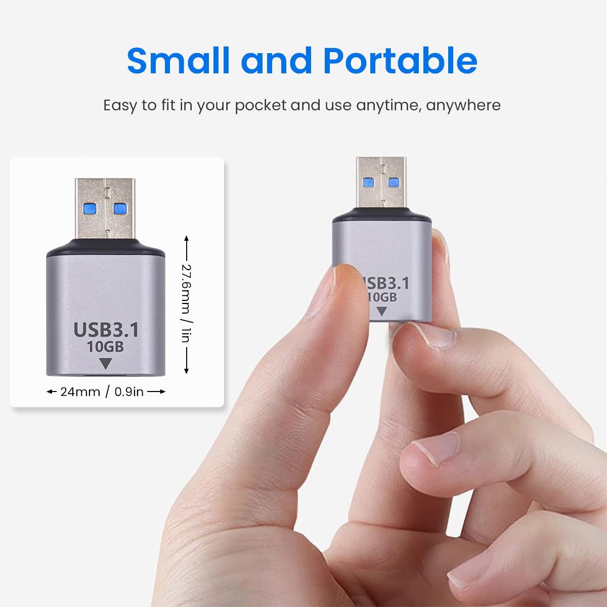 Verilux Type C to USB Adapter USB 3.1 Type C to USB Charger Converter Support 10Gbps Speedy Data Transfer & 20W Fast Charging Compatible with iPhone 15, MacBook, Samsung Galaxy