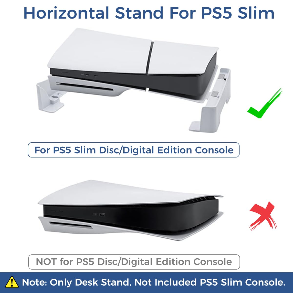 ZORBES Desk Stand for PS5 Slim Console, Horizontal Stand for PS5 Slim Console, Anti-Slip Base Stand Accessories for Playstation 5 Slim Digital & Ultra-HD Edition Console, No PS5 Slim Digital Console Included
