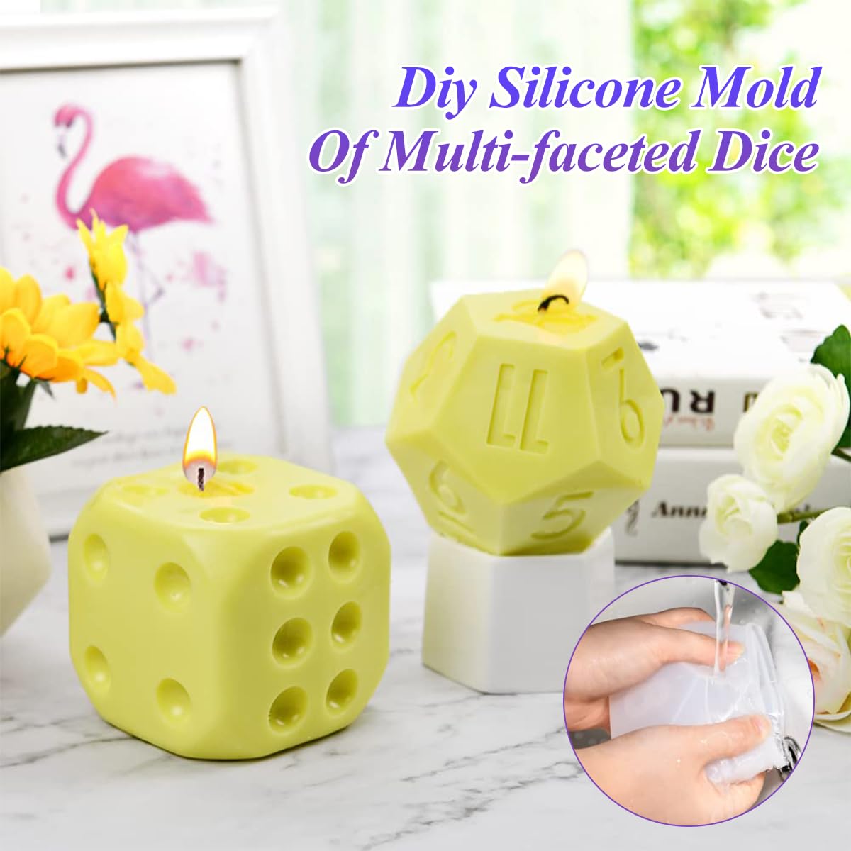 HASTHIP Dice Molds for Resin, 7 Shapes DND Dice Resin Mold Silicone, Integrated Polyhedral Dice Silicone Molds for Epoxy Resin Casting DIY Standard Dice Table Board Game Lovers Gift