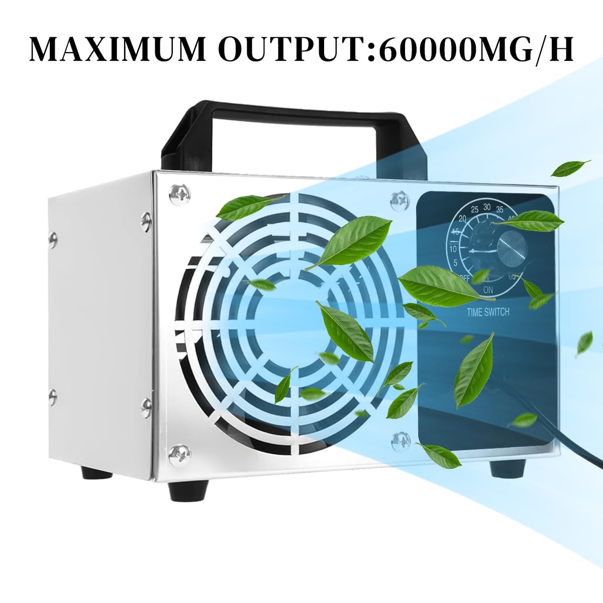 HANNEA Portable Ozone Generator 60, 000mg/h High Capacity Ozone Machine Ozone Disinfection Machine Home Ozone Generator for Water Treatment, Air Purification, Odor Removal, Up to 4000 ft²