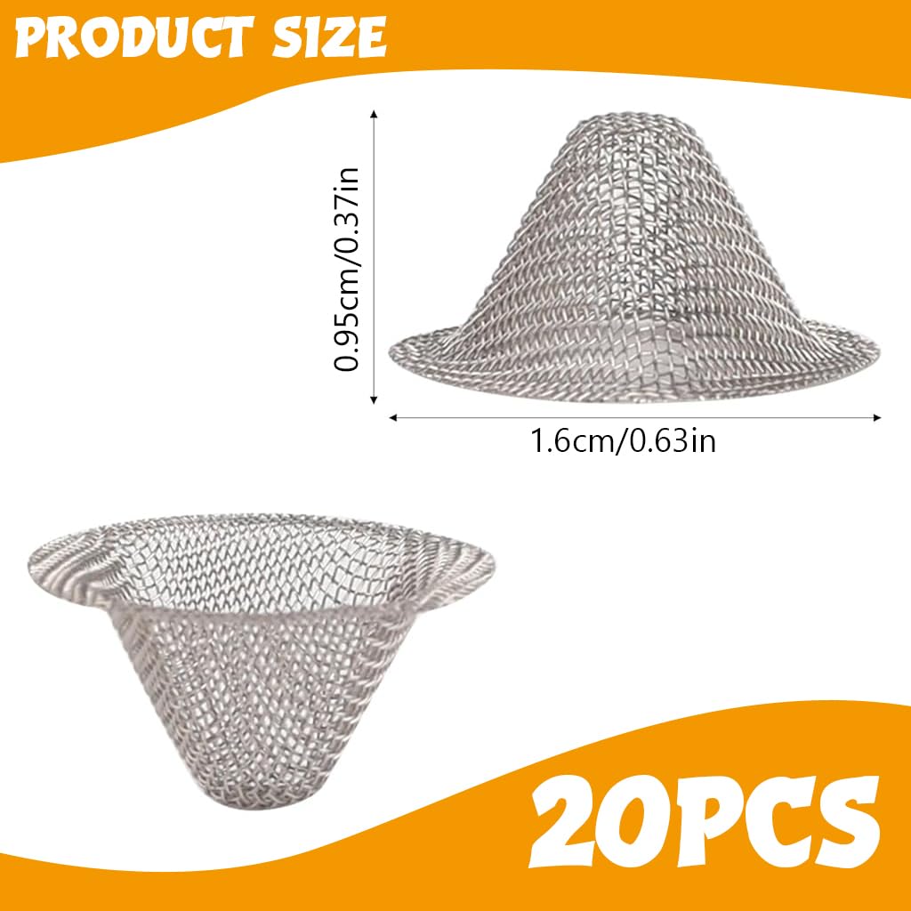 HASTHIP 20Pcs Fine Metal Pipe Screens 1/2 Inch Stainless Steel Bowl Screens Filters Cone-shaped Pipe Screens Reusable Screen Filters