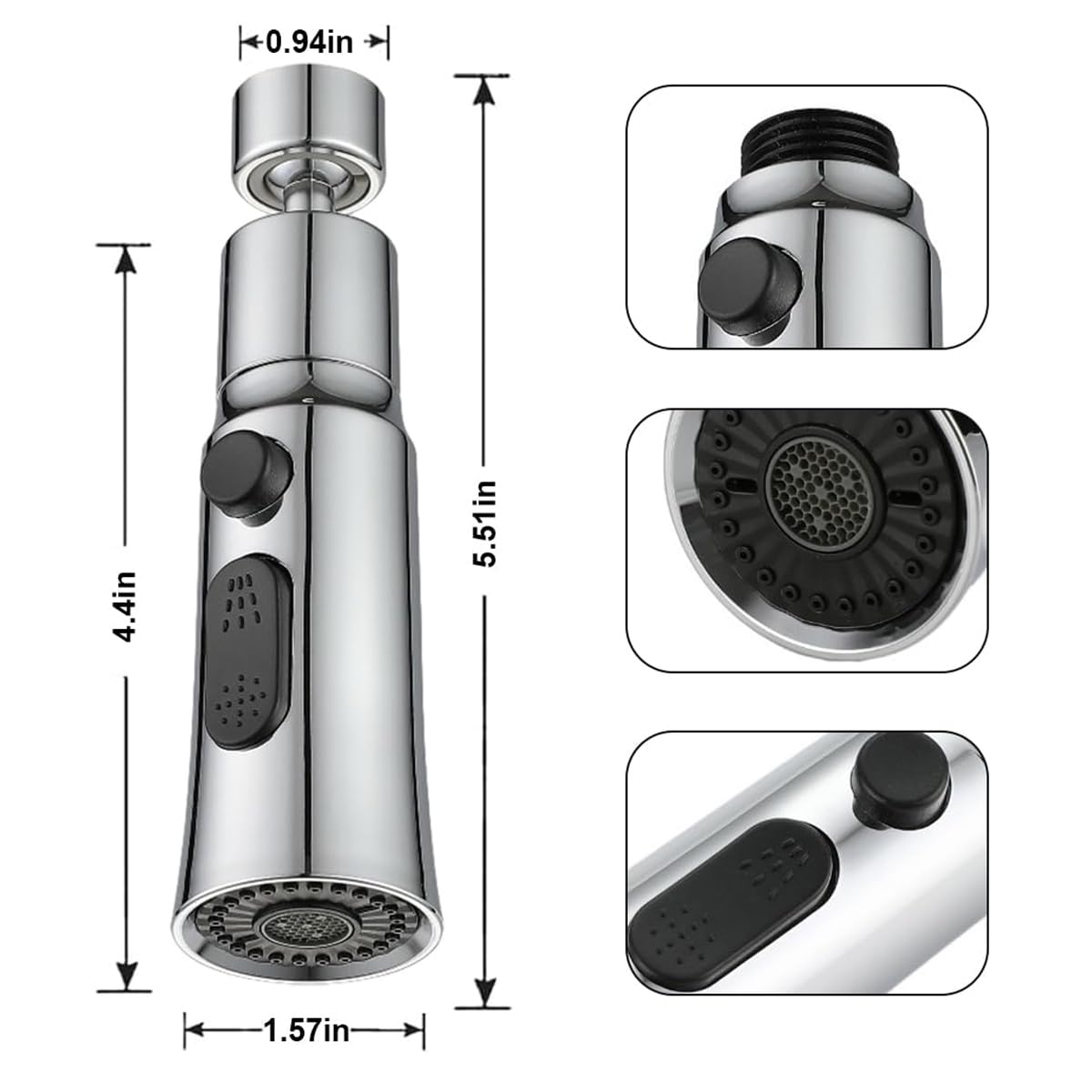HASTHIP 360° Swivel Tap Extender for Kitchen Sink, Kitchen Tap Extension with 3 Flow Modes Tap Faucet, Kitchen Sink Tap Wash Basin Taps Water Saving Splash Proof Faucet Replacement Faucet Tap Adapter