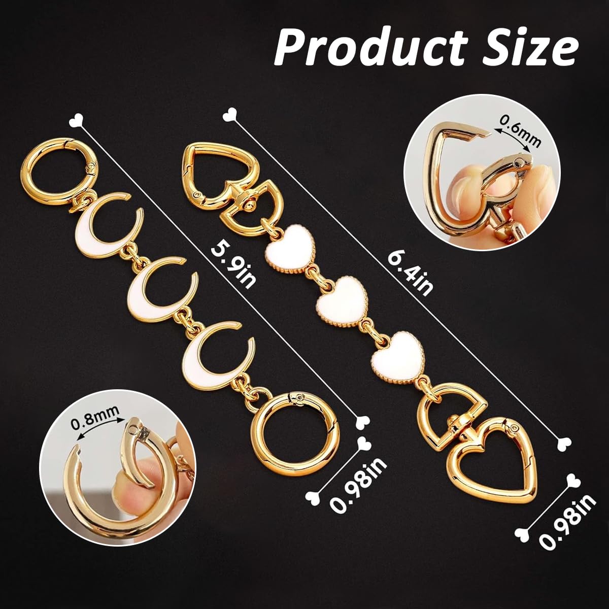 PALAY 2Pcs Bag Extender Chain Golden Chain Extender for Bag 6.1 Inches Cute Charm Chain Strap for Bags Quick Connection Bag Extender Chain Fashion Bag Extender Chain for Purse, Handbag, Sling Bag