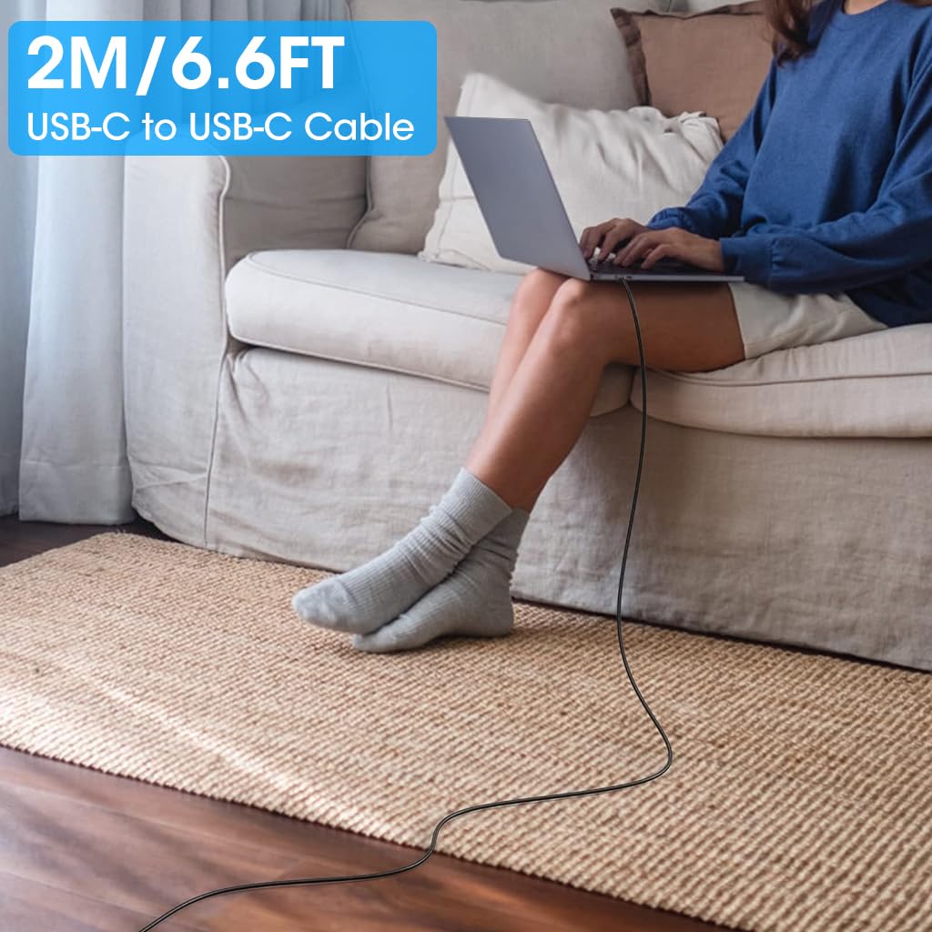Verilux 6.6ft Type C to Type C Cable, Type C Cable with LCD Display Support PD 240W Fast Charging & Data Transfer TYPE-C to TYPE-C Cable Compatible with MacBook Pro/iPad Pro/iPad Air/GalaxyS20