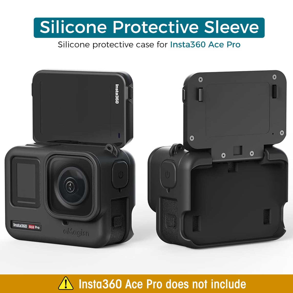 ZORBES Silicone Protective Case for Insta360 Ace Pro Full Protection Silicone Skin Cover with Separate Anti-Scratch Lens Cover Travel Insta360 Ace Pro Case Cover with Hand Strap and Lanyard