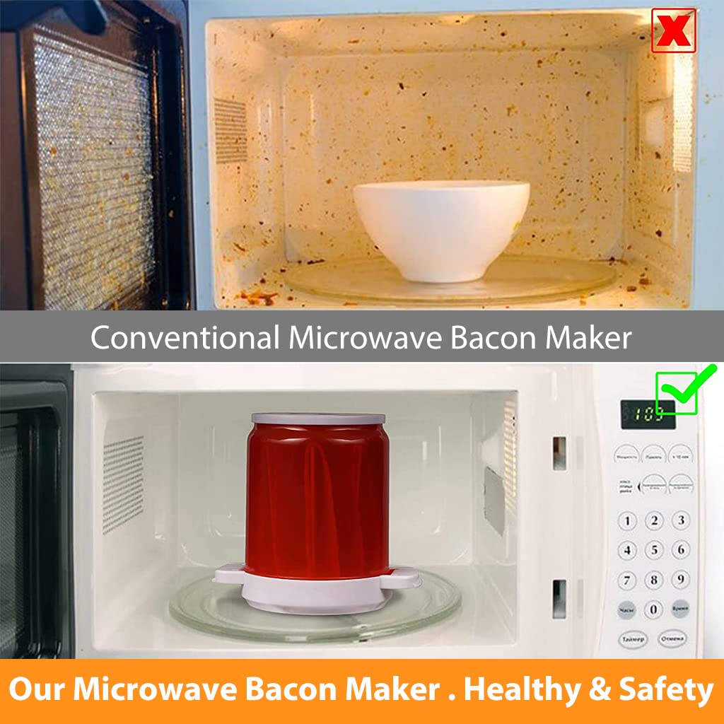 HASTHIP Microwave Cooker, Microwave Oven Bacon Grill Rack, Make Yummy, Crispy, Healthy Bacon in Your Microwave, Splatter-Proof & Mess-Free Design, Pour The Grease Right Out, Easy-to-Clean