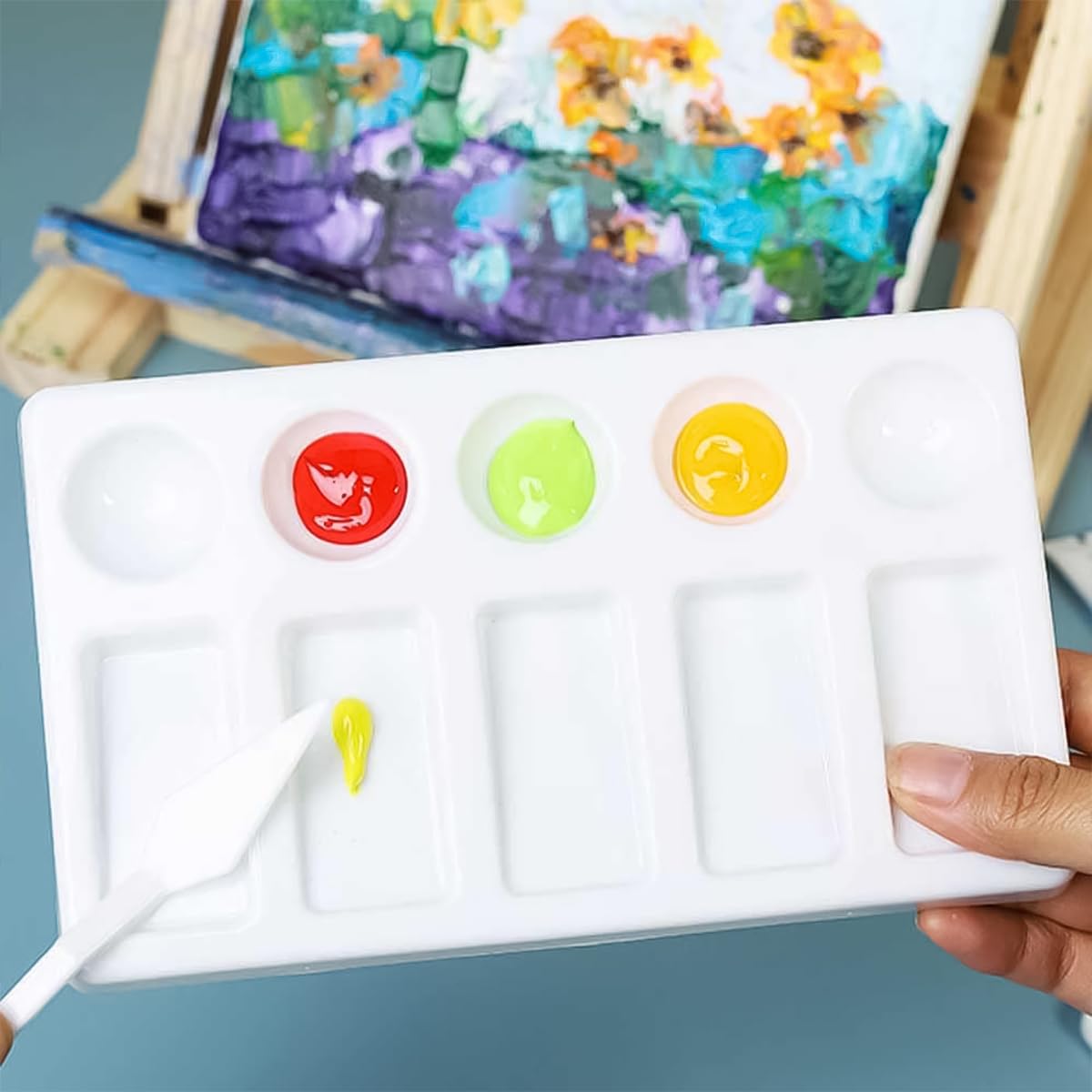 HASTHIP 5 Sets Palette Painting Knives, Plastic Spatula Palette Knives Set, White Art Artist Paint Spatula Tools for Oil Acrylic Painting Color Mixing