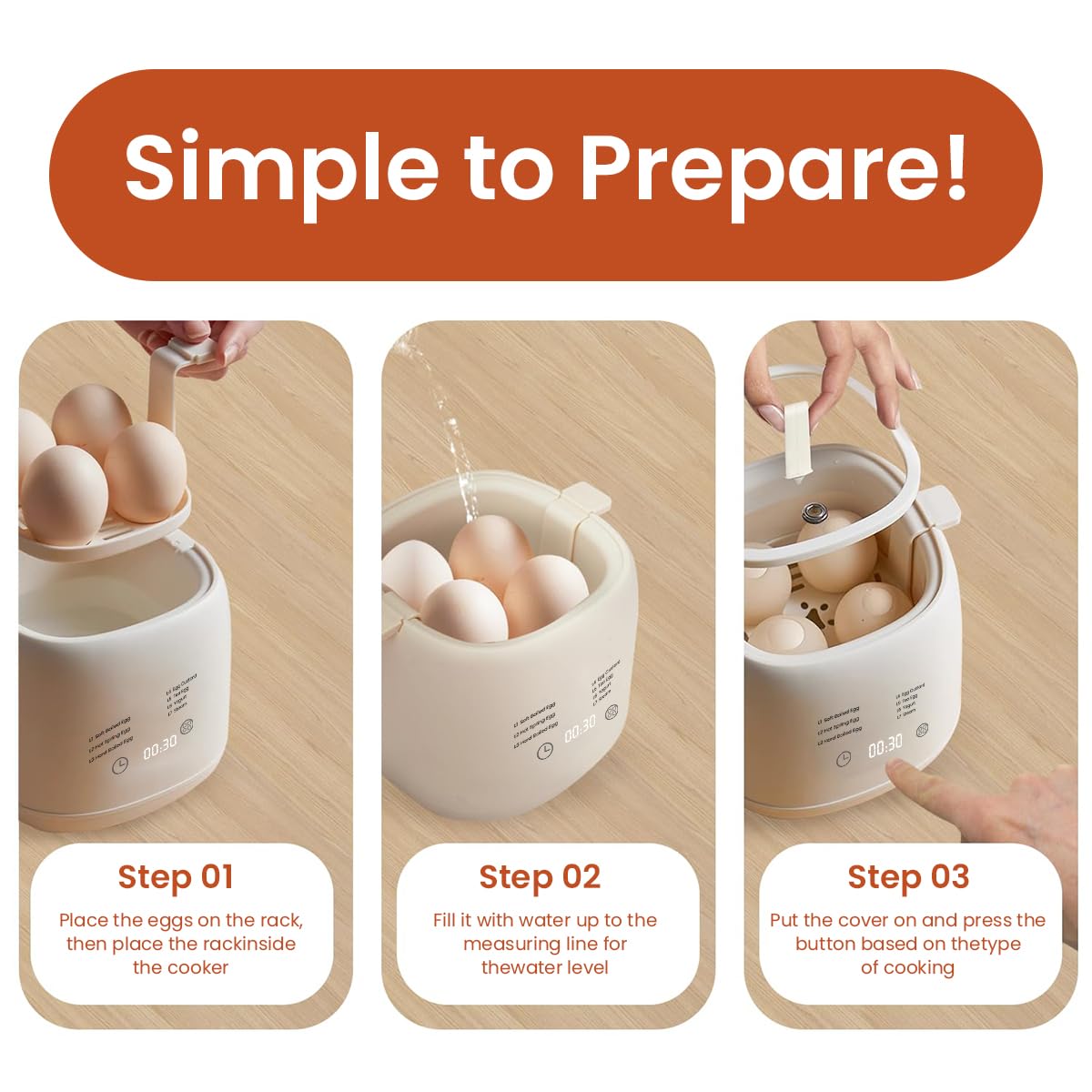 Supvox Egg Maker - Electric Egg Cooker With Auto Shut Off And Alarm- Egg Boiler Machine for Hard Boiled, Soft Boiled, Steamed Egg