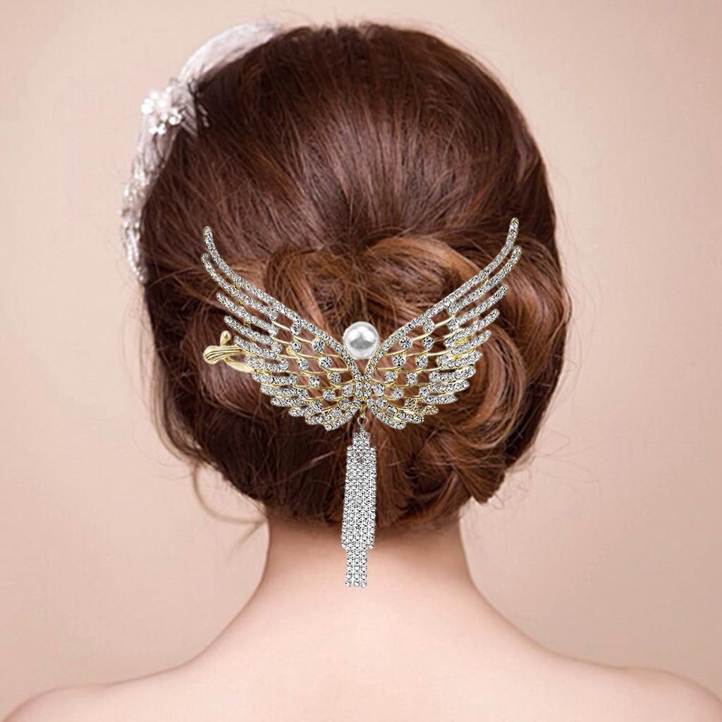 PALAY 2 PACK Wing Rhinestone Hair Claw Clips