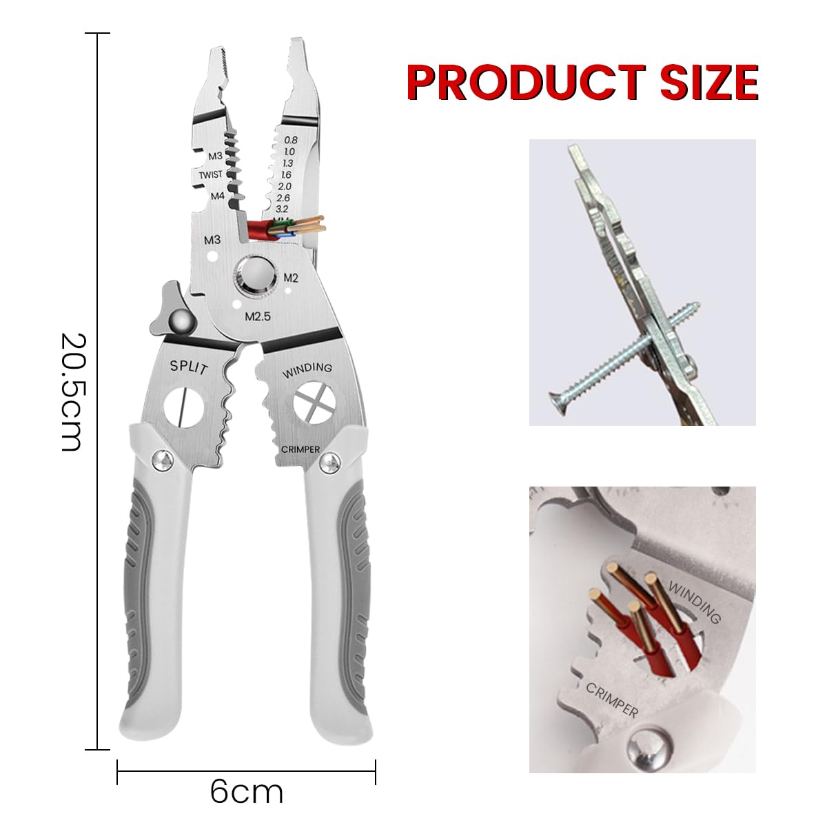 Serplex Wire Stripper Wire Cutter Multifunctional Wire Cutter Tool Wire Stripper and Cutter Cable Cutter Plier Wire Plier Multipurpose Crimping Tool for Electrical Cable Cutting (0.8-3.2mm)