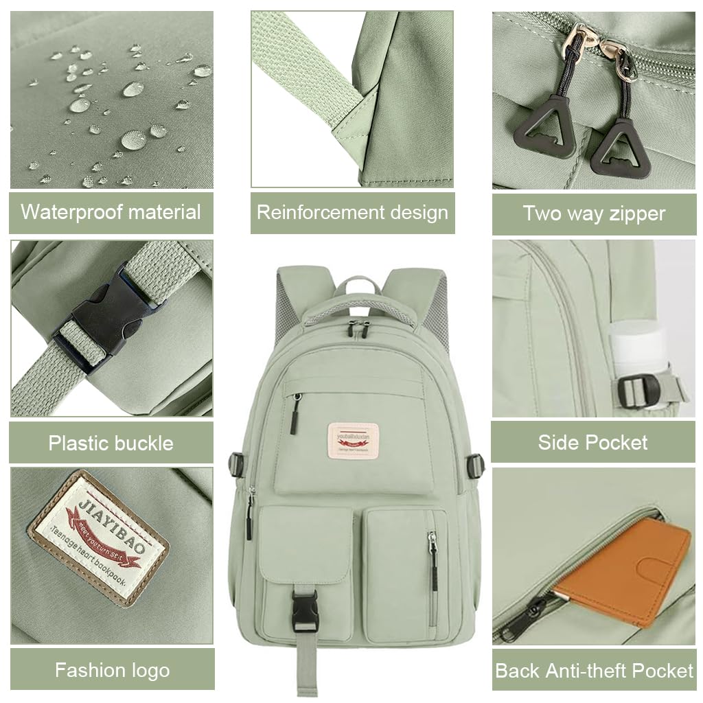 PALAY Women Travel Backpack Casual Backpack Kawaii Pure Color School Backpack Lightweight Nylon Backpack Multi Compartment Fashion Backpack for Travel, School