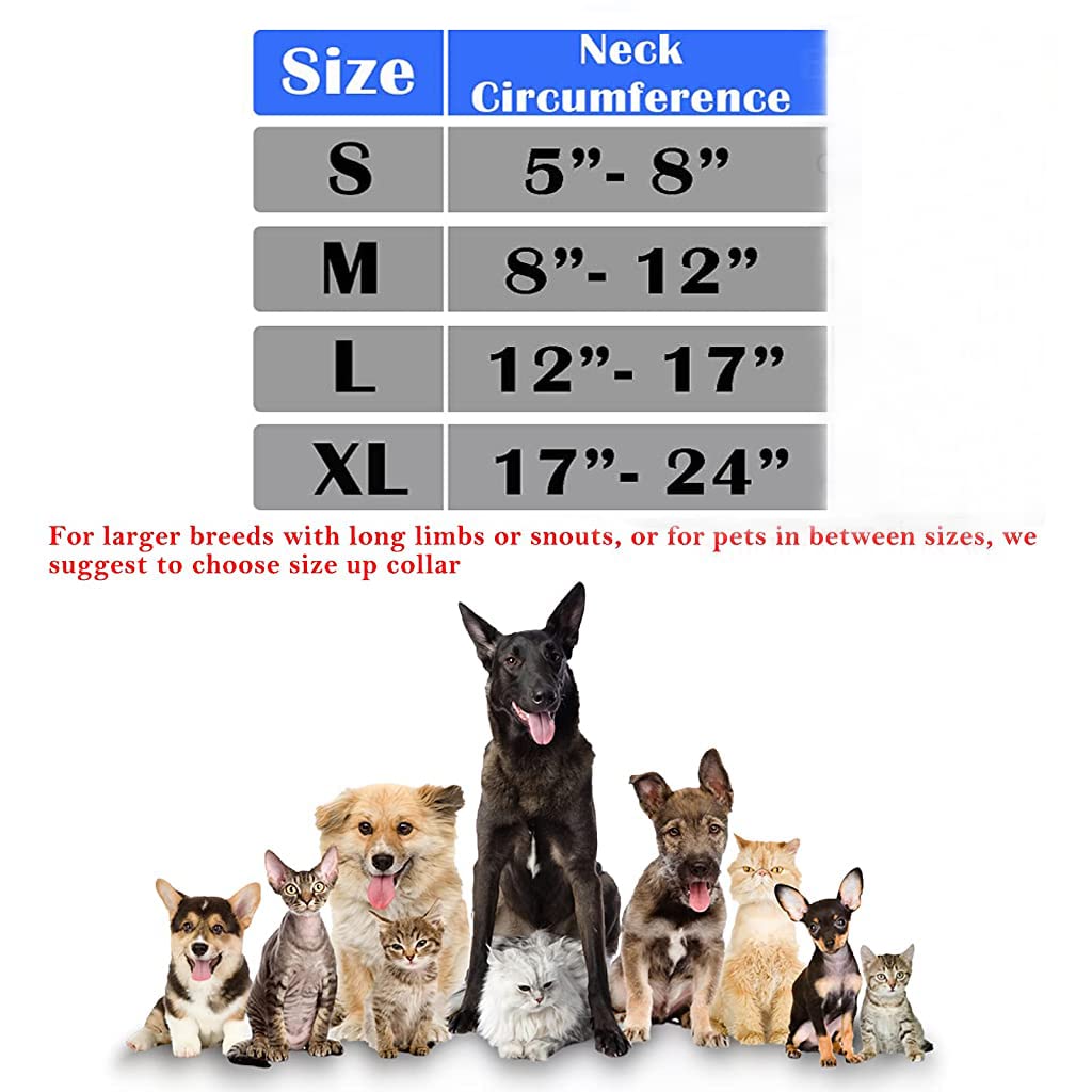 Qpets Inflatable Dog Cone Collar with Soft Cotton Cover, Adjustable Size After Surgery for Anti-Licking Cone Collar for Cat Dog,Surgery Recovery Collar for Pet (S)