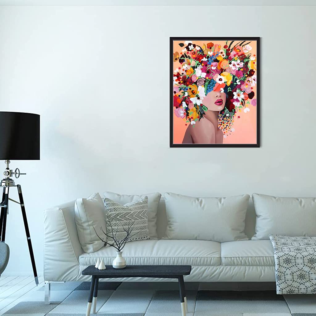 HASTHIP Diamond Painting Kit for Adults & Kids, 12x16inch DIY Canvas Flowers Painting Kits, Very Suitable for Home Leisure and Wall Decoration, Gift for Kids and Adults