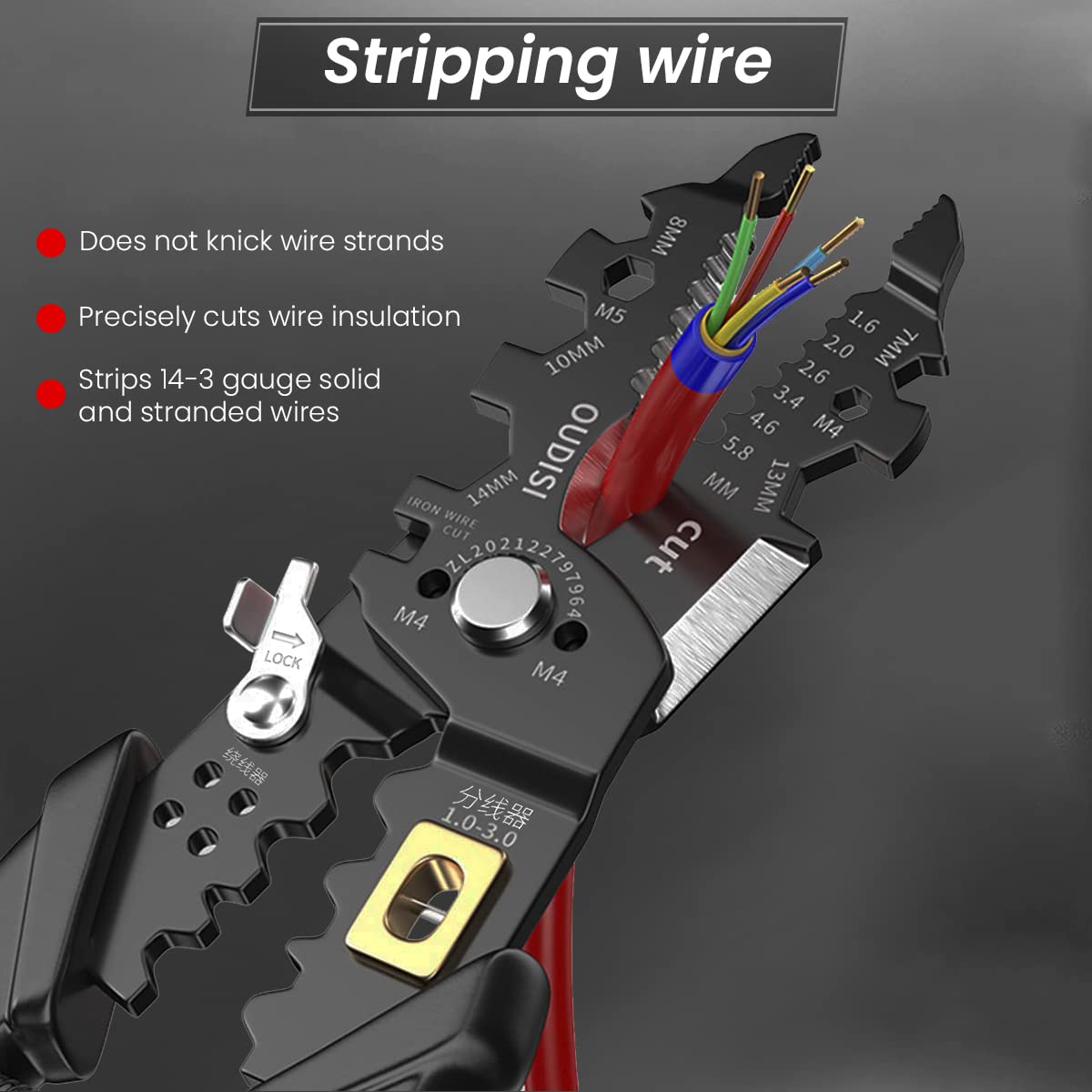 Serplex 25-in-1 Wire Stripper, Multifunctional Wire Stripping Tool, Cable Stripper Tool, Wire Crimping Tool, Wire Cutter Stripping Tool for Electric Cable Stripping Cutting and Crimping (Black)