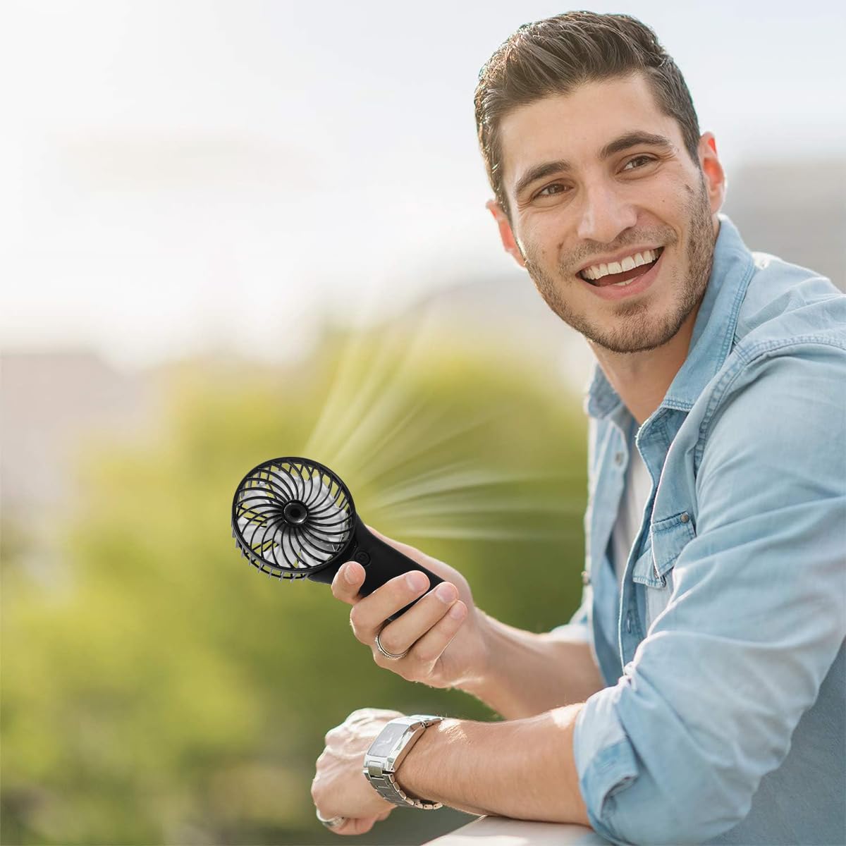 Verilux Hand Fan Mini Portable Fan with Mirror, 4-Speed USB Fan with Foldable Stand Base, Lasting Max 20Hrs Working Time, Rechargeable Fan for Girls Women Traveling Outdoor (Black)