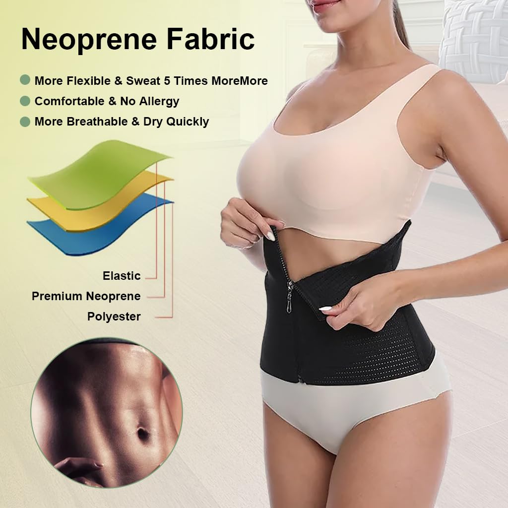 PALAY Waist Trainer for Women Workout Waist Cincher Tummy Control Corset Shapewear Sports Girdle Slim Body Shaper with Zipper, L