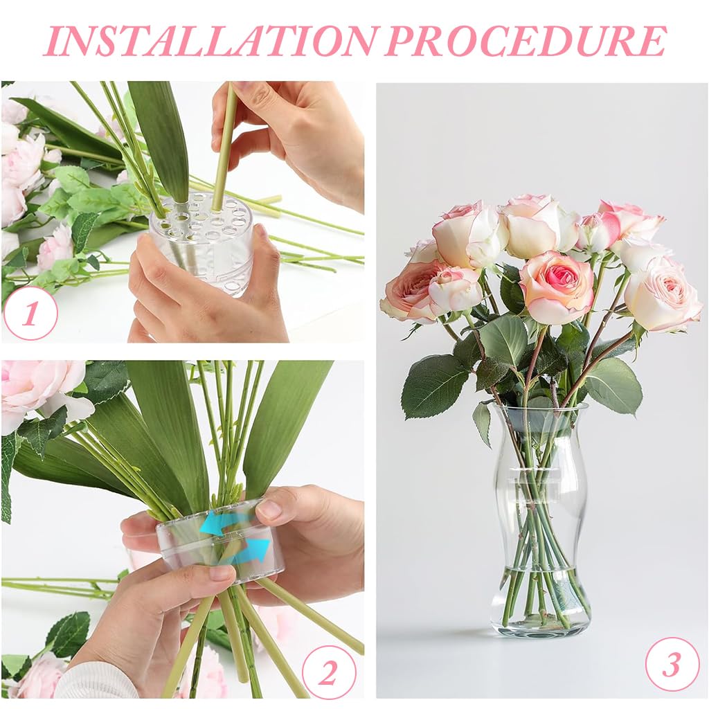 HASTHIP Flower Arrangement Holder, Spiral Stem Holder for Vases, Ikebana Flower Arranger, Acrylic Floral Grid for Flower Arrangement, Spiral DIY Bouquet Twister Flower Holder (Clear, L)