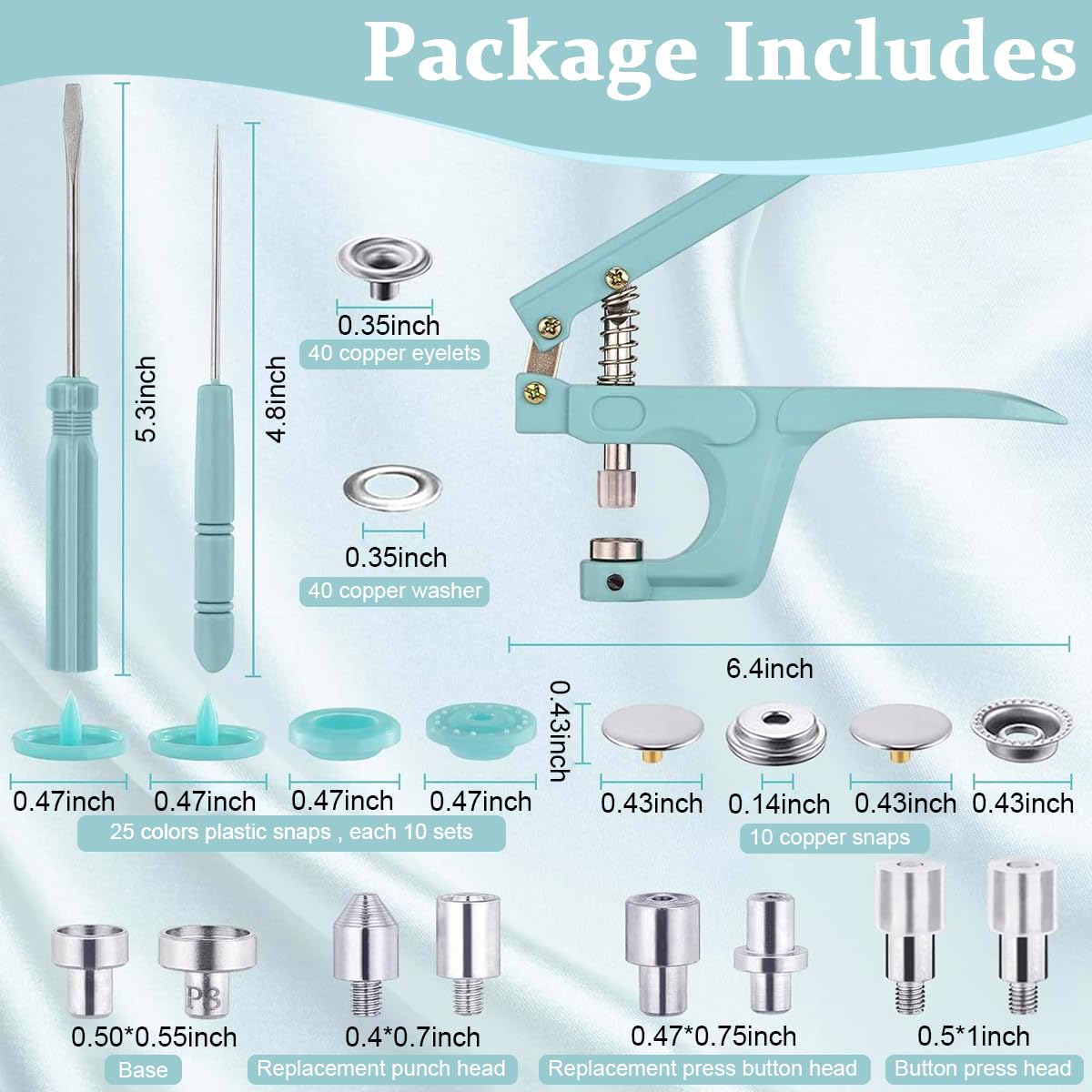 HASTHIP Snap Buttons with Snap Pliers Set, Sewing Snap Button Machine Fastener and 300 Sets Plastic & Metal Snap Buttons Kit for Repairing, Sewing and DIY Crafting