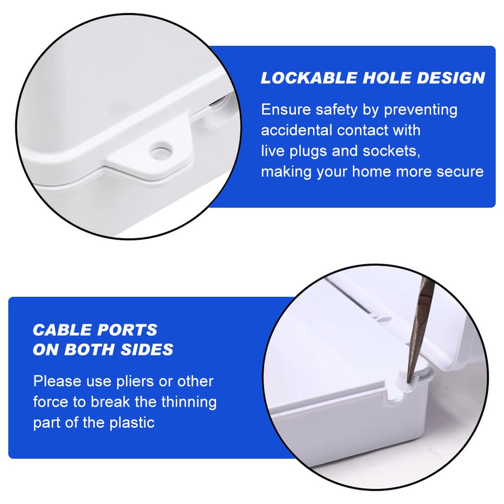 Serplex Enclosure Cover Case for Outlet Power Extender 24.3x15x10cm Extension Cord Cover Waterproof Protective Cover Child-Proof Safety Box for Extension Cord, Multi-Outlet Adapter, Power Strip