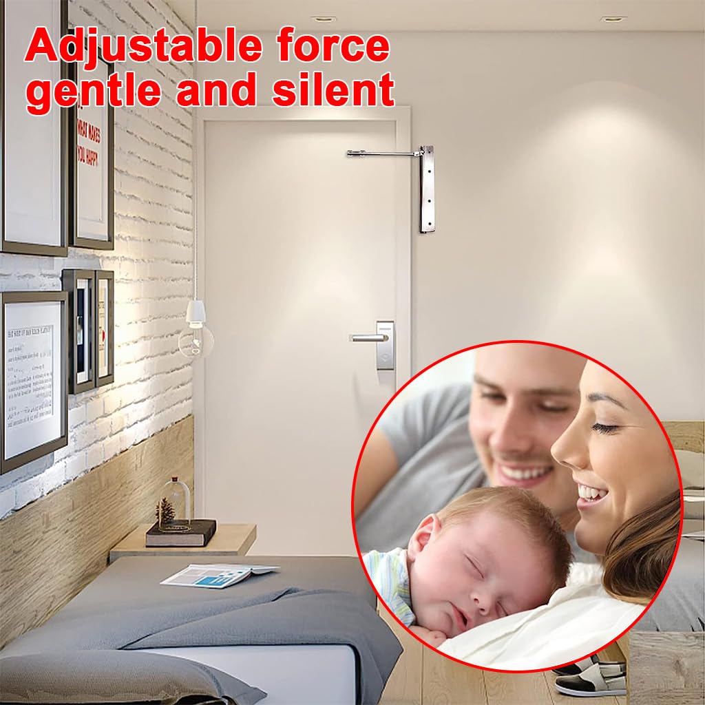 HASTHIP 2 Pack Door Closer, Spring Loaded Automatic Door Closer, Stainless Steel Door Closer with Folding Spring Arm, Surface Mounted Door Closer with Accessories Tools for Home, Office, Hotel Door