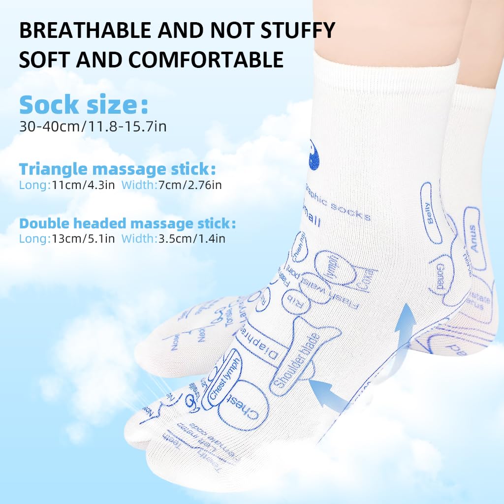 HANNEA Reflexology Socks with Amber Acupuncture Point Massage Stick Reflexology Ankle Socks for Trigger Point Massage Women Therapeutic Socks for Relaxation