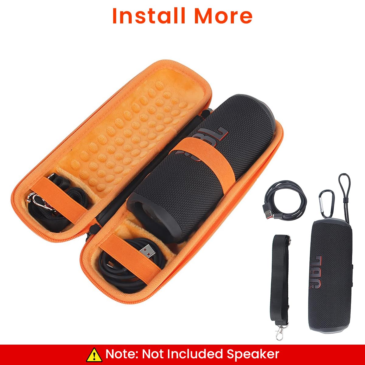 Verilux Portable Carrying Hard Case Cover for JBL Flip 6, Carry Bag for JBL Flip 6 Anti-Scratch Carry Bag for JBL Flip 6 Bluetooth Speaker Portable Carabiner Hard Shell Case with Adjustable Strap & Carabiner
