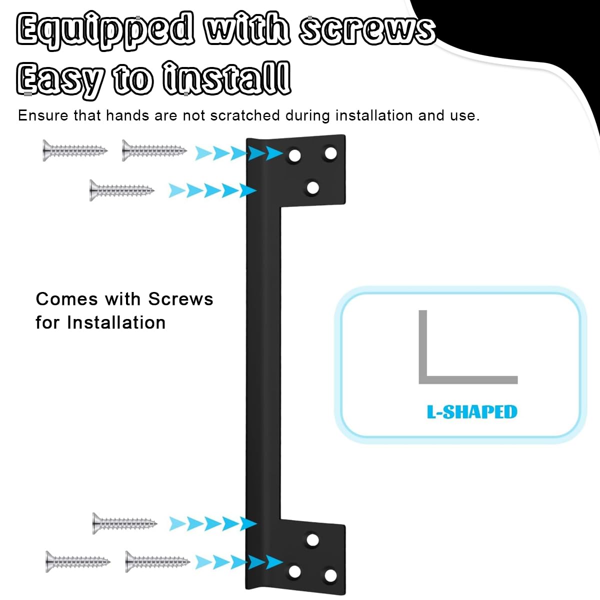 HASTHIP Stainless Steel Door Latch Guard Plate, 11 in Outswing Door Security Protector, L-Shaped Door Latch Shield, Cover to Block Access to The Door Lock/Deadbolt Latch (Black)