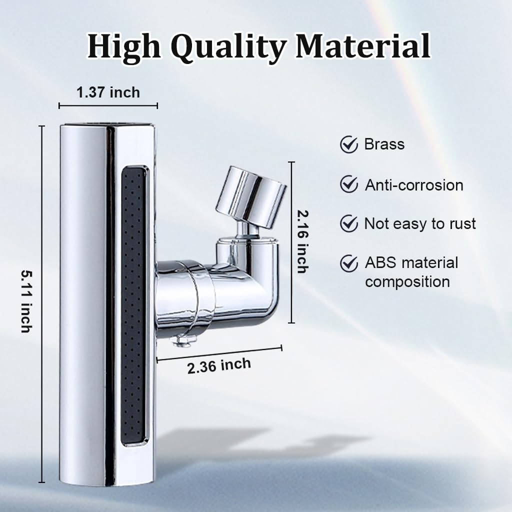 HASTHIP Kitchen Faucet 360° Swivel 4 in 1 Waterfall Kitchen Faucet Plating Kitchen Sink Faucet Extender Splash-Proof Faucet Universal Waterfall Kitchen Faucet with Installation Kit