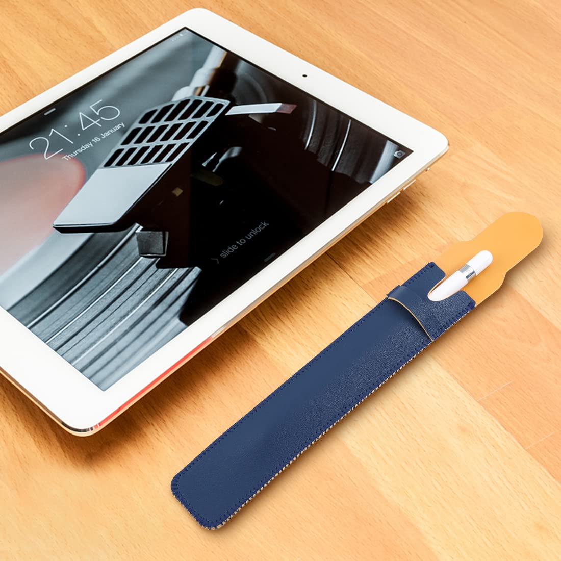 ZORBES Leather Pencil Cover for Apple Pencil 1st/2nd Generation, 9in Stylus Pen Cover, Apple Pencil Sleeve-Black