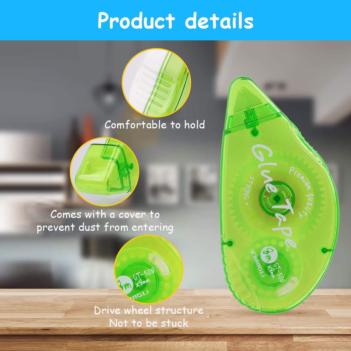 HASTHIP 3 Pack Permanent Adhesive Runner Roller Tapes, Glue Runner Permanent, Adhesive Dot Roller Applicators for Scrapbooking DIY Craft Projects Supplies, 8mm x 8m