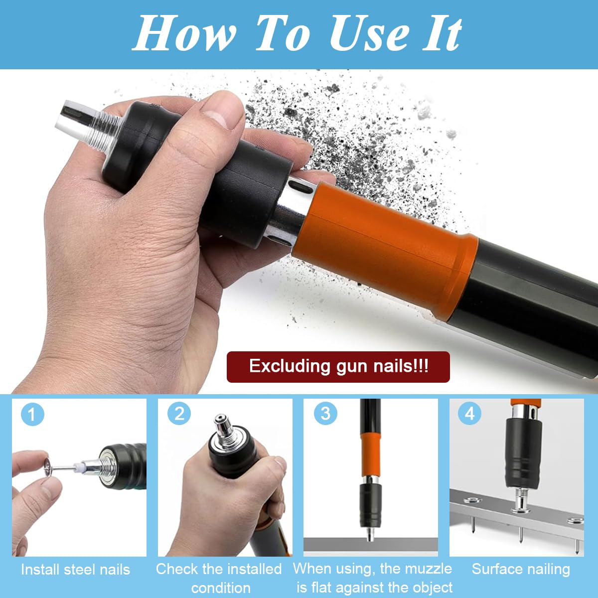 Serplex 100Pcs Nails for Concrete Nail Gun, Round Nails Wall Fastening Tool, for Ceiling Cable Ducts Fixed Slotting Device Repair Tool Home DIY Nail Gun Accessories
