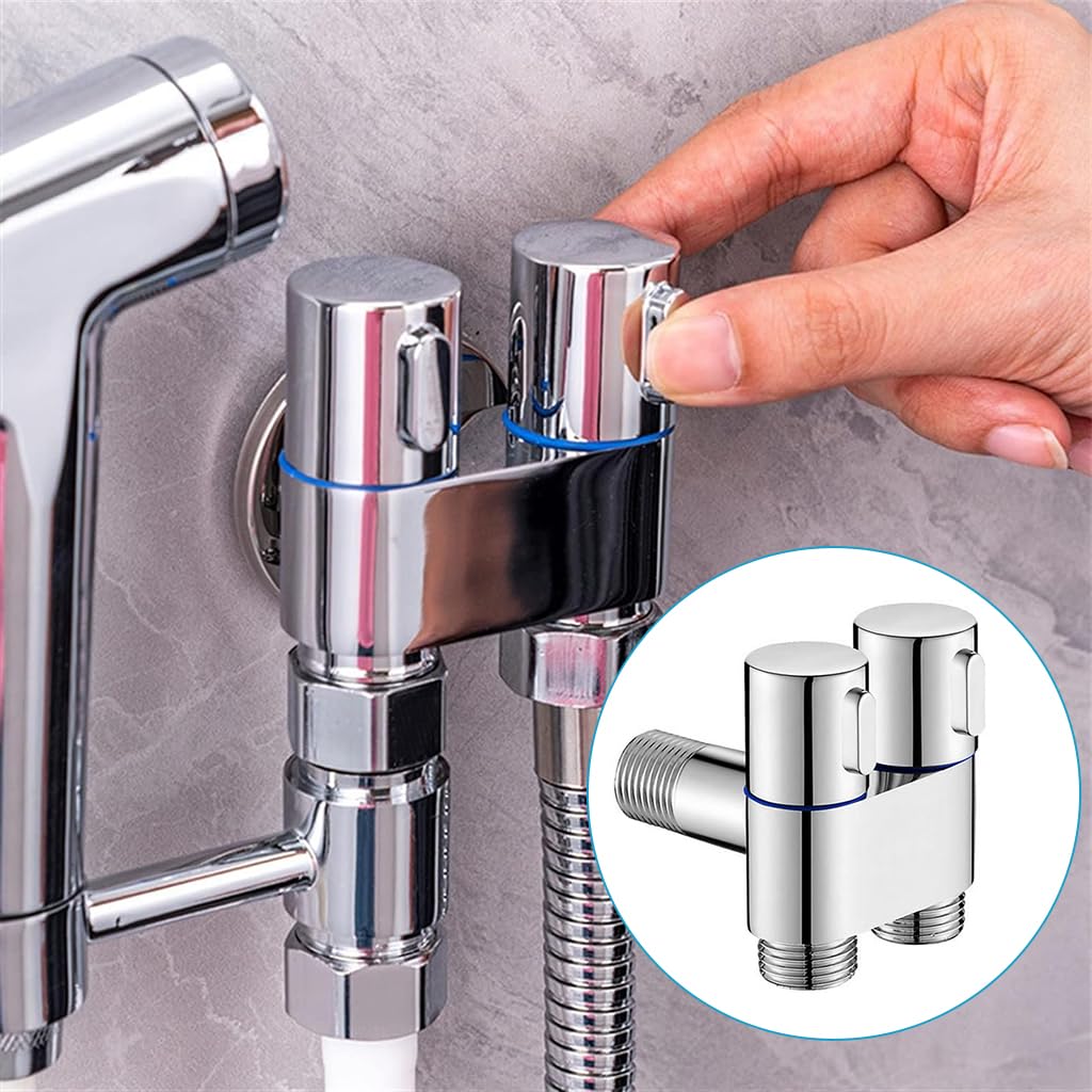 Supvox One In Two Out Water System Control Valve Bathroom Faucet Installation Accessories Bidet Installation Connector Universal Bathroom Water System Control Valve with Separate Control Switch