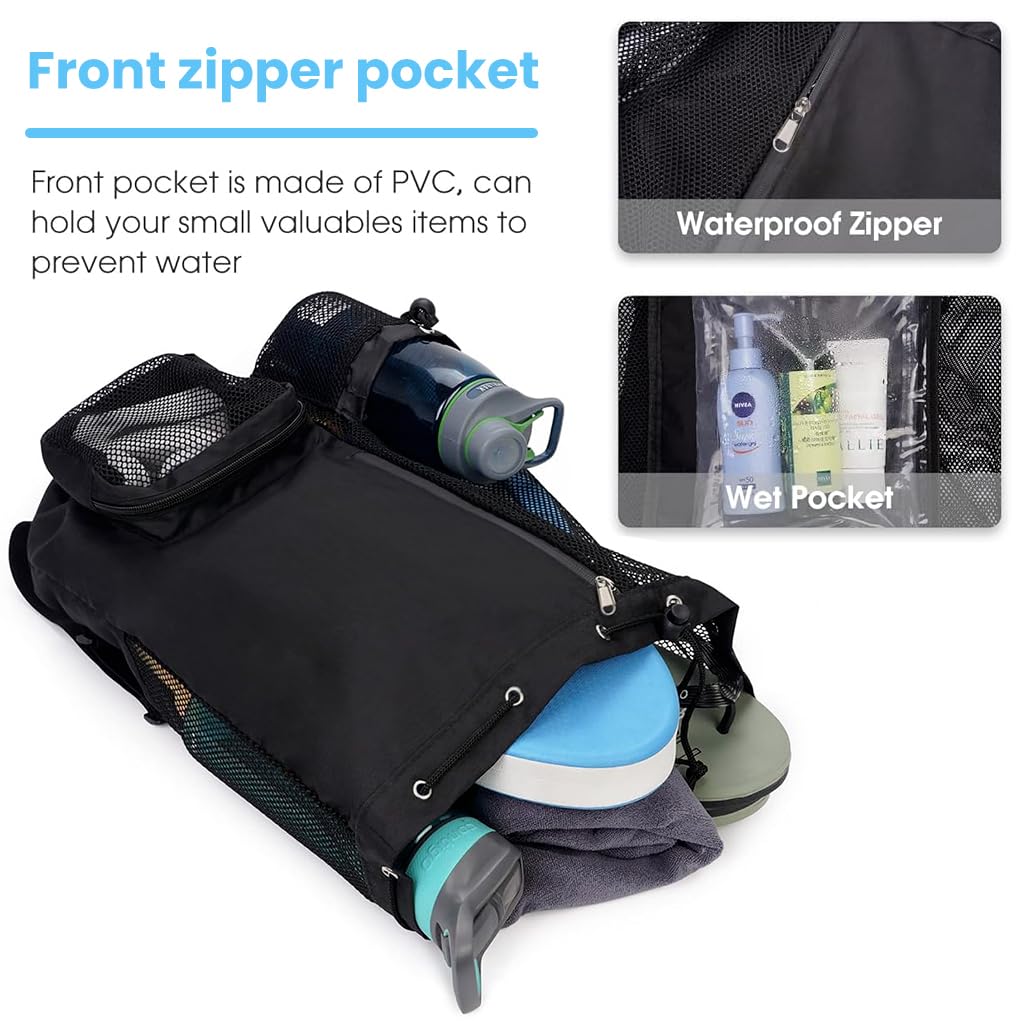 Proberos Drawstring Bag for Teens Men Women Gym Sports with Multi Pocket, Large Capacity Waterproof Drawstring Backpack for Swimming Hiking Outdoor Sports