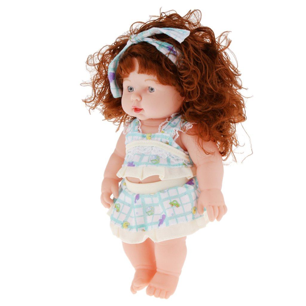 PALAY Magideal Handmade Realistic Baby Girl Vinyl Doll Rotatable Legs Arms with Removable Clothes Set (30 cm, Green)