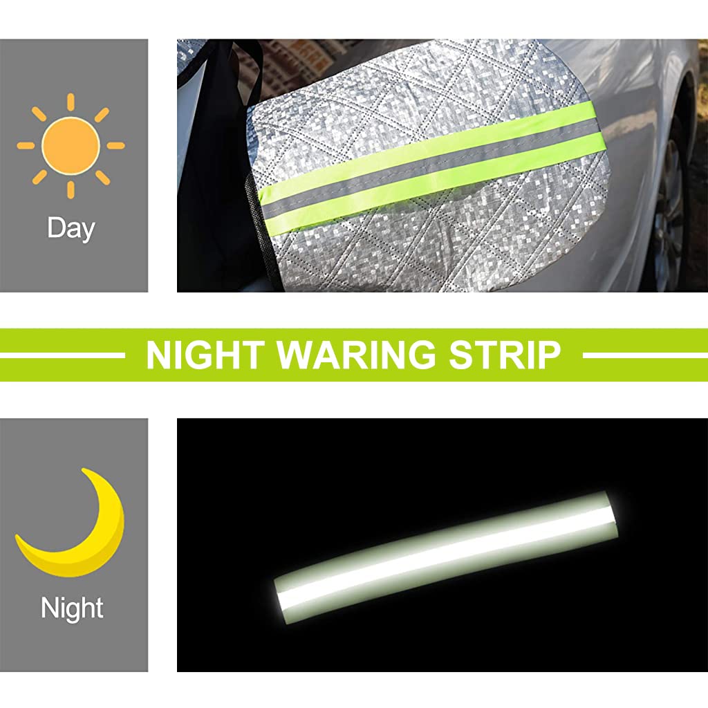 STHIRA Car Windshield Sun Shade Sunshade Blocks Magnet Installation with Heat Reflective Rearview Mirror Window Cover, Universal Windproof Car Front Windshield Sun Shade 145 * 116cm