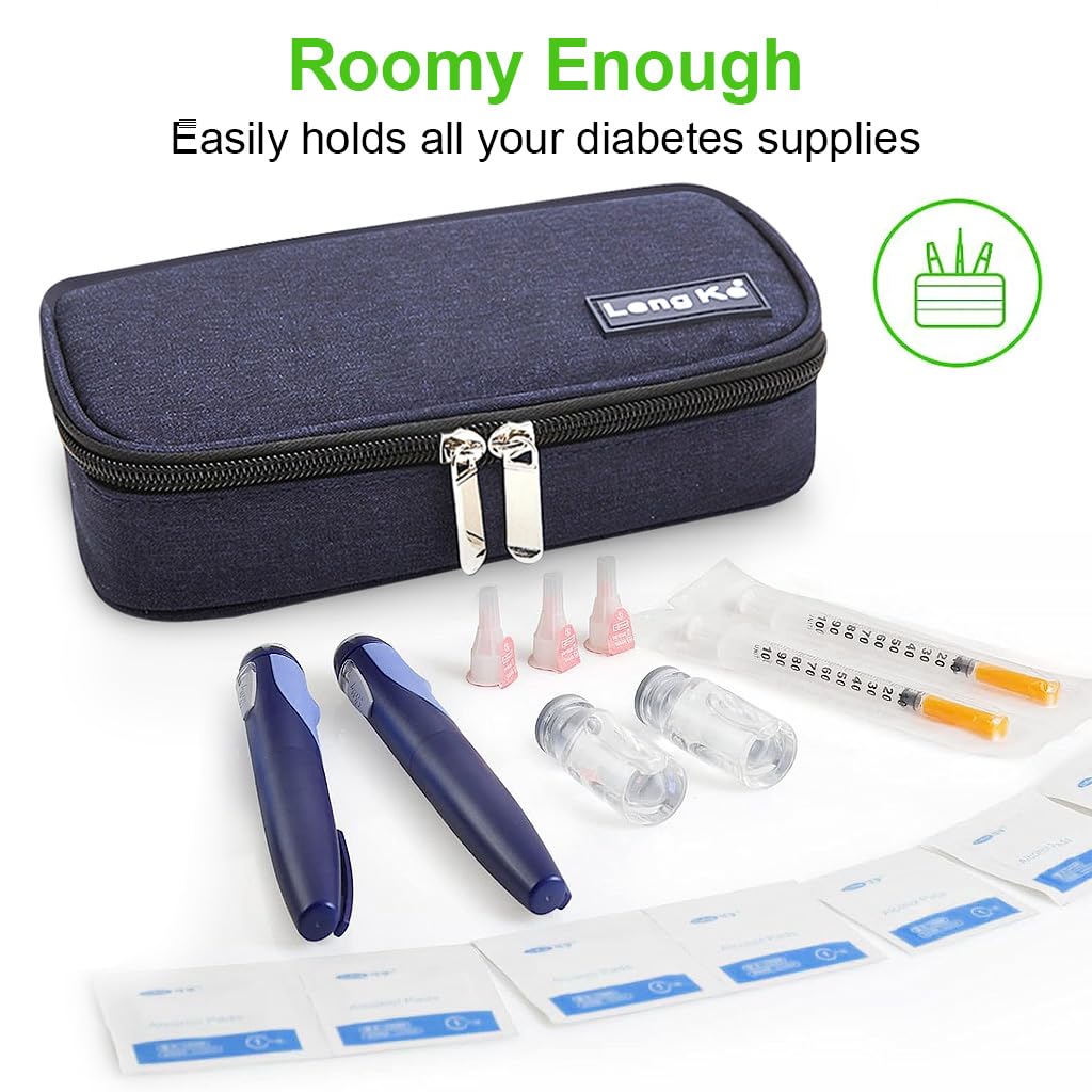 HANNEA Insulin Cooler Travel Case with 4 Reusable Ice Packs Medical Cooler Bag with Multi Pocket for Diabetic Medication Portable Zipper Cool Case for Insulin