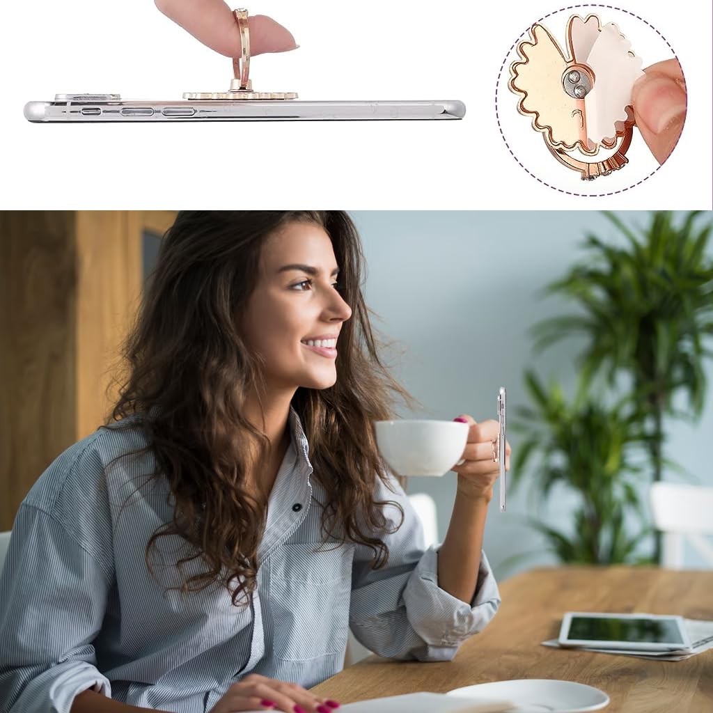 ZORBES 4Pcs Mobile Finger Grip Holder Flower Self-Adhesive Mobile Back Holder Grip Folding Phone Grip Holder, 360° Rotation 180° Flip Metal Mobile Ring Holder Phone Ring Holder for Smartphones