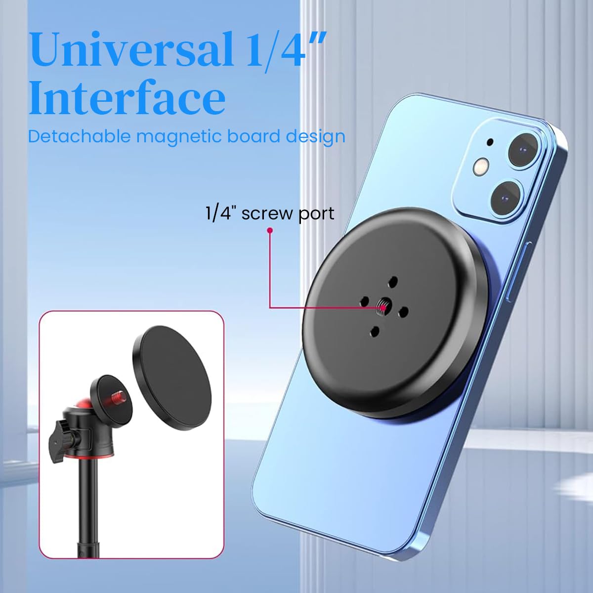 ZORBES Magnetic Cell Phone Tripod Support MagSafe Retractable Phone Tripod Holder Portable Travel Cell Phone Tripod 360 Degree Adjustable Phone Tripod for Filming, Livestream