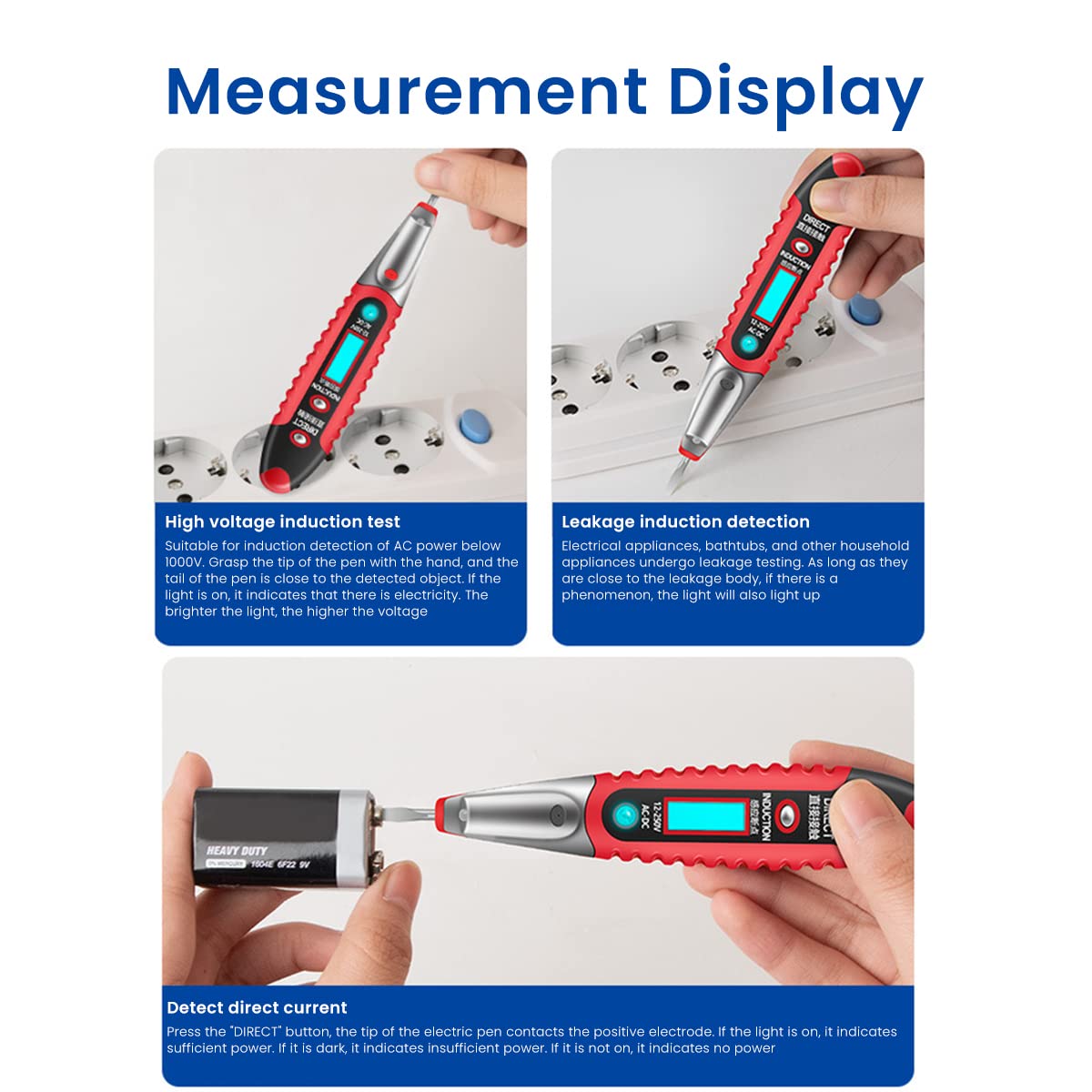Serplex Voltage Tester with Light Tester Electrical Continuity Tester NCV Non-Contact Voltage Tester Pen with LCD Backlight Live/Neutral Wire Tester Pen for DC/AC 12V-250V Wire Breakpoint Finder