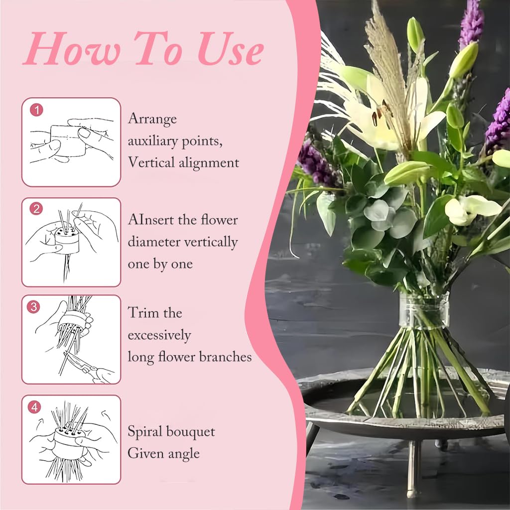 HASTHIP Flower Arrangement Holder, Spiral Stem Holder for Vases, Ikebana Flower Arranger, Acrylic Floral Grid for Flower Arrangement, Spiral DIY Bouquet Twister Flower Holder (Clear, L)
