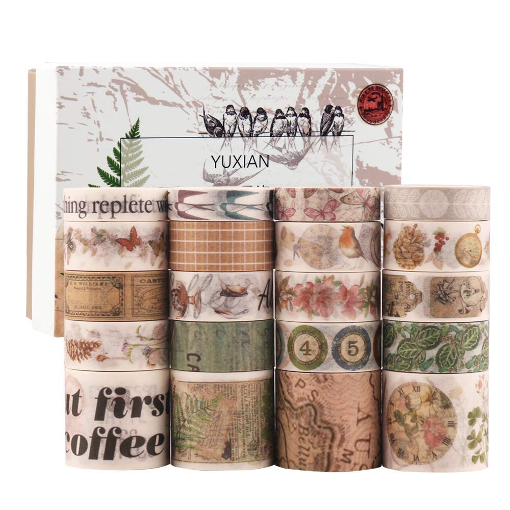HASTHIP 20 Rolls Washi Tape Set, Ocean Collection Tape with 3 Sizes 10/15/30mm, Sea-Blue Style Decorative Masking Tapes for DIY Crafts Arts Scrapbooking Bullet Journal Planners (Brown)