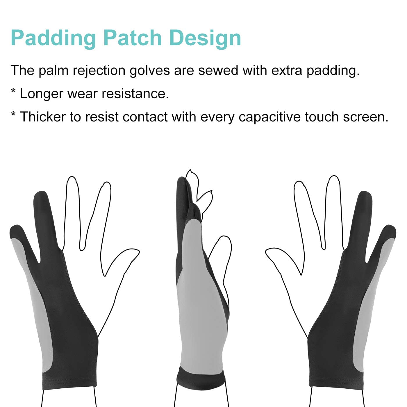 ZORBES 1 Pair Digital Drawing Glove Two Finger Glove for Wacom Tablet Artist Gloves, Graphic Drawing Gloves Tablet Gloves (L Size)