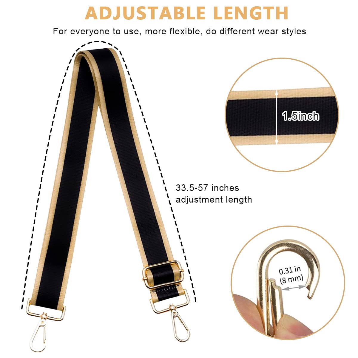 PALAY Shoulder Strap for Bag Snowflake Print Shoulder Strap Polyester Crossbody Bag Strap Replacement Adjustable Shoulder Strap for Handbag, Travel Bag, Crossbody Bag