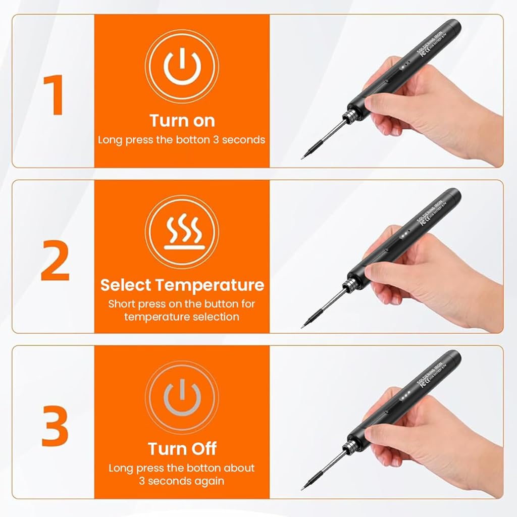 Serplex® Cordless Electric Soldering Iron Pen USB Rechargeable Quick Heat-Up Adjustable Temperature for Precision Work Includes Stand Cable Storage Case Ideal DIY Jewelry Tasks 2PCS
