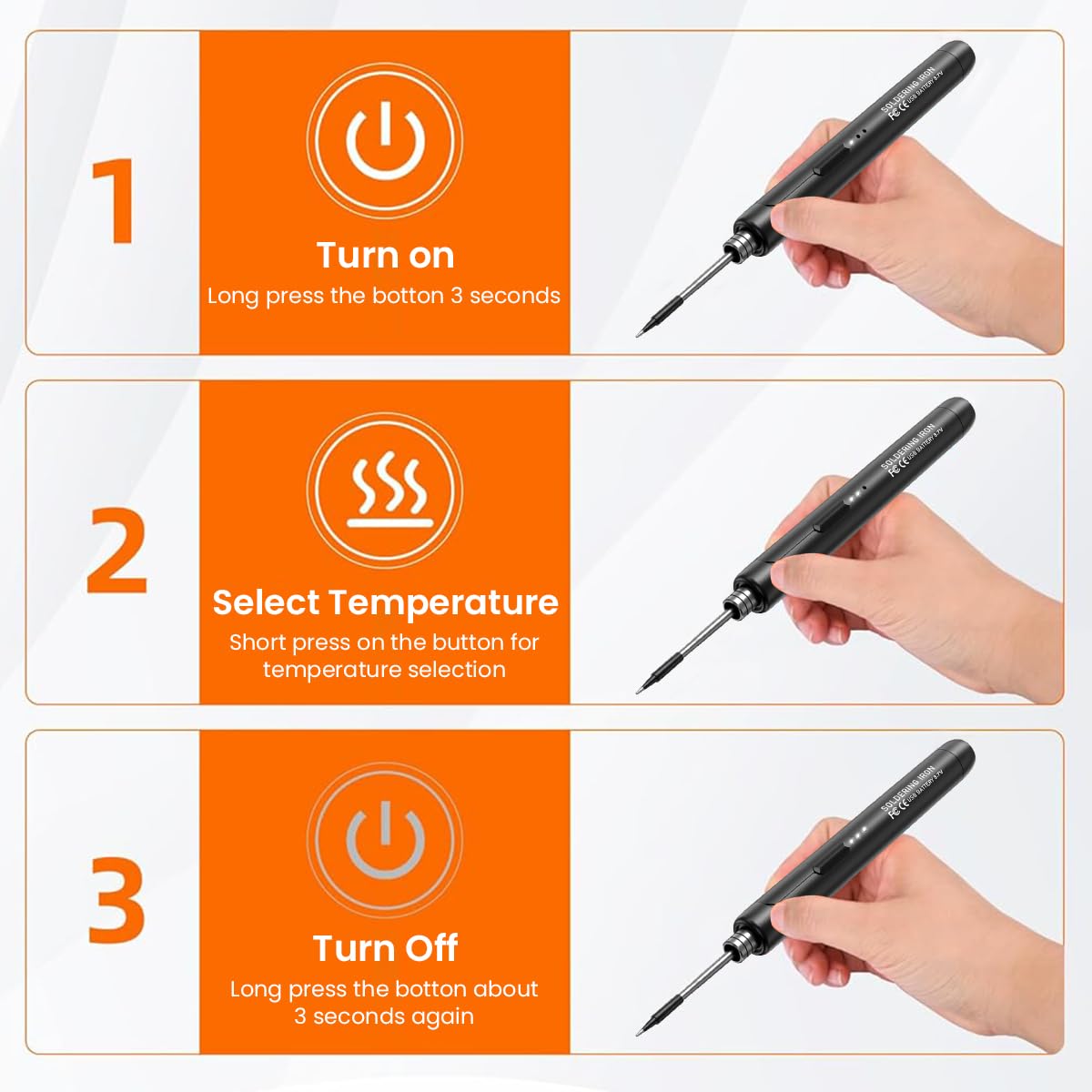 Serplex Cordless Soldering Iron Pen Kit 3 Adjustable Temperature Electric Soldering Iron Pen Set with Soldering Iron Stand, USB Cable & Storage Case Soldering Iron Pen for Electronics Repaired Usages