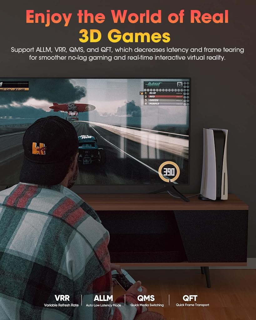Verilux 8K HDMI Cable Ultra HD HDMI 2.1 Cable Support 8K60hz 4K120hz HDMI to HDMI Cable 9.8ft/3m Nylon Braided HDMI Cable Universal HDMI Cable for TV, Monitor, PS3/PS4, Projector