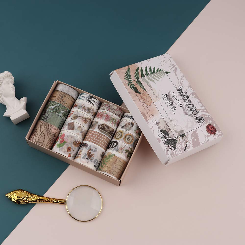 HASTHIP 20 Rolls Washi Tape Set, Ocean Collection Tape with 3 Sizes 10/15/30mm, Sea-Blue Style Decorative Masking Tapes for DIY Crafts Arts Scrapbooking Bullet Journal Planners (Brown)