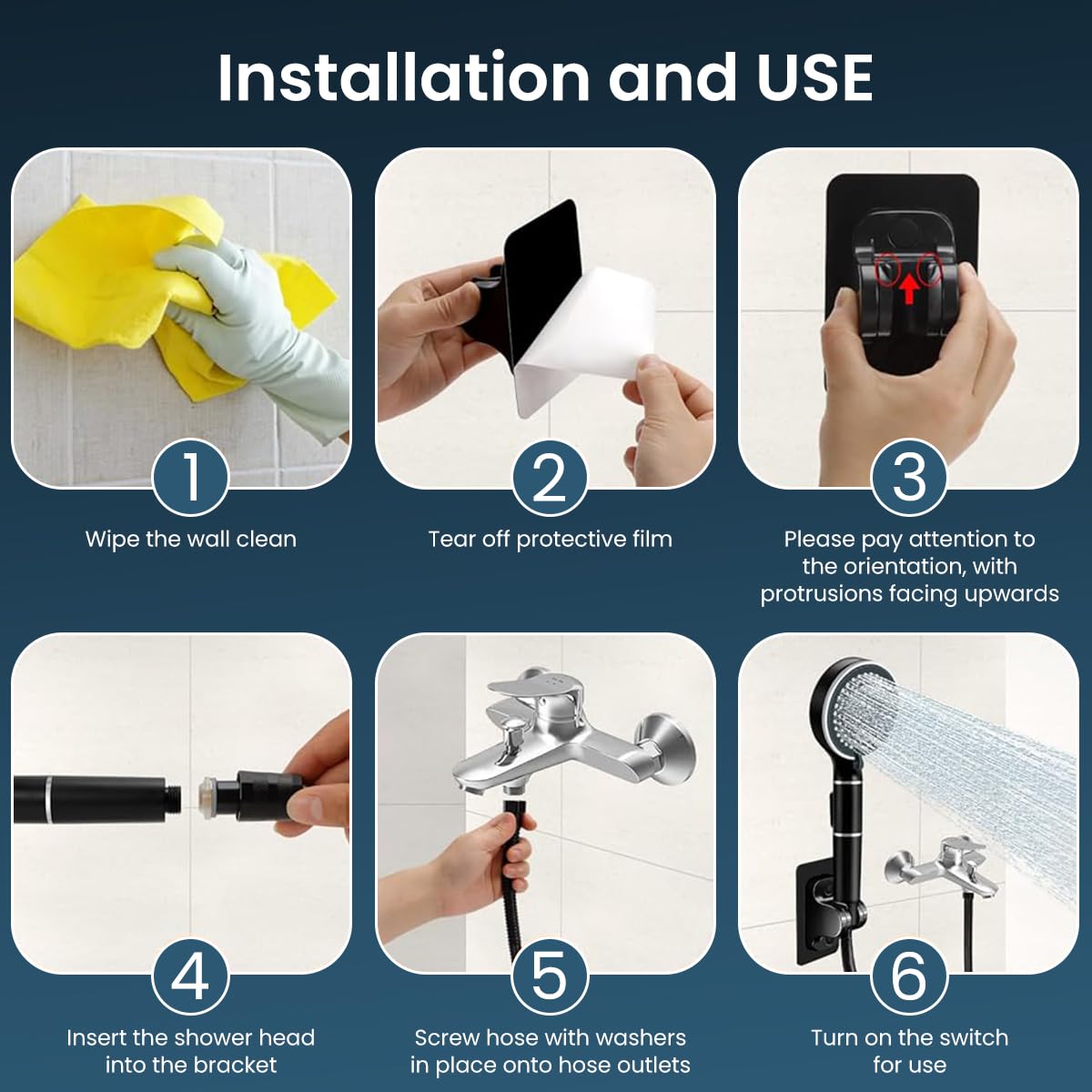 Serplex Pressurized Shower Head with Built in Filtration Double Sided Handheld Shower Brush Scrubber Shower Head with 5 Spray Modes 2 in 1 Spa Shower Head with Water Stop Button Universal Shower Head