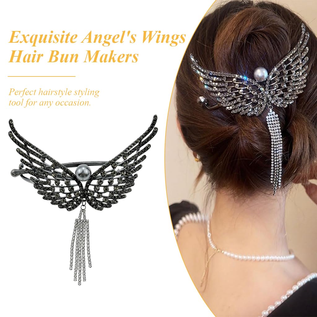 PALAY 2 PACK Wing Rhinestone Hair Claw Clips